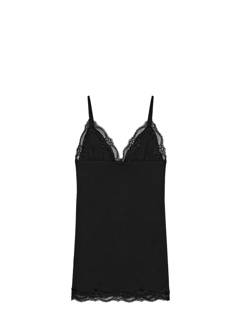 Zara Black Lace-Trim Mini Slip Dress